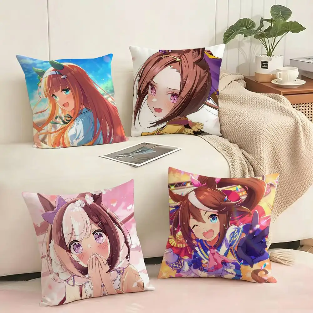 

Uma Musume P-Pretty Derby Anime Pillow Case Square Double-Sided Sofa Cushion Cover Bedroom Bedside Pillow Gift