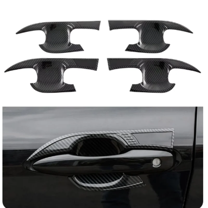 

ABS Chrome Carbon Fiber Outer Door Handle Clasing Bowl Covers Trim Fit For Toyota Camry XV70 2018 -2023 Car Accessories