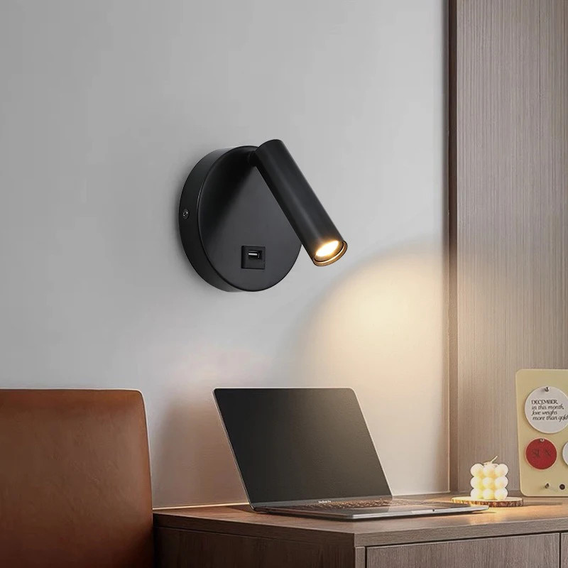Lâmpada de parede LED moderno com carregamento USB, dobrável luz de leitura, abajur, estudo do quarto do hotel e cabeceira, 350 graus de rotação
