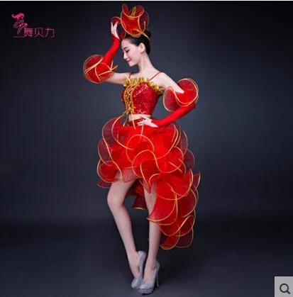 Trajes de dança jazz para adultos vestidos de lantejoulas, roupas de cantora e bailarina, traje feminino estrela, roupas de dança moderna rosa