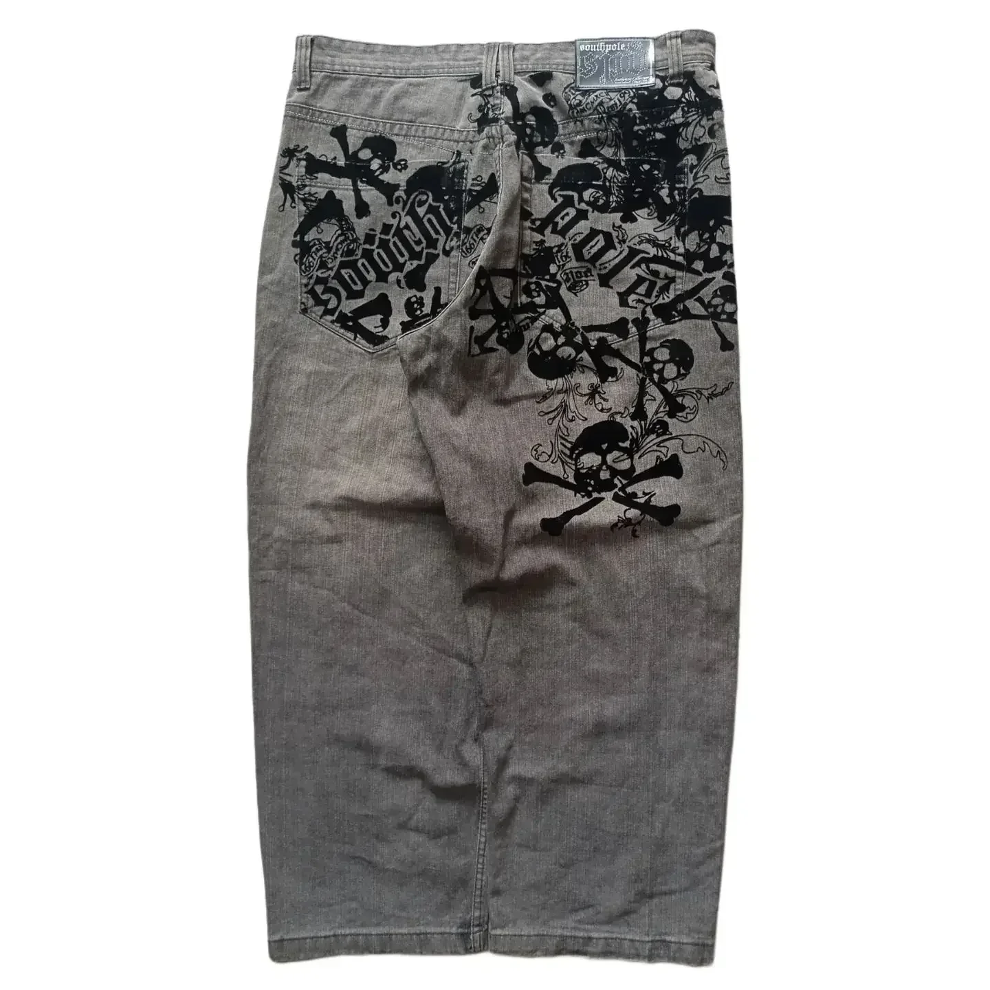 Nuevos pantalones vaqueros Retro Southpole con calavera y marca de agua, pantalones vaqueros sueltos Y2K para hombres y mujeres, pantalones góticos de Hip Hop para monopatín, ropa de calle