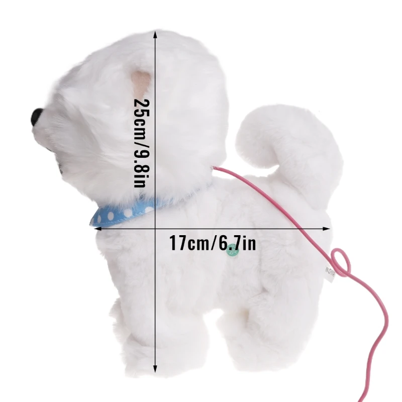 Juguete perro que camina realista, mascota peluche electrónica, correa para cachorro, juguete interactivo para niños,