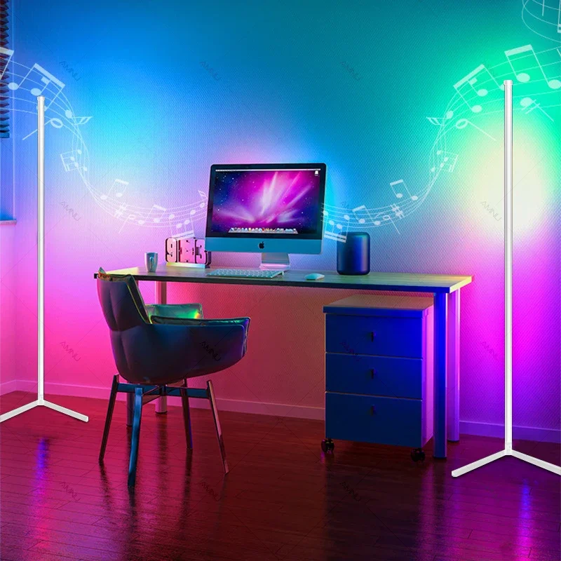 Branco Tuya RGB Floor Lamp, Smart App, controle remoto, canto moderno, luz de assoalho para Festival atmosférica, LED Stand Iluminação, 200