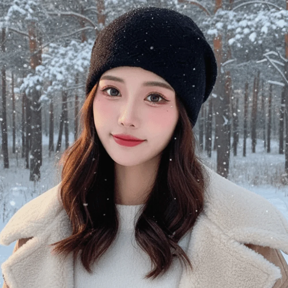Loose Knitted Hat Elastic Slouchy Beanie Hat Thickened Soft Thick Warm Bonnet Thermal Ribbed Winter Knit Cap Outdoors