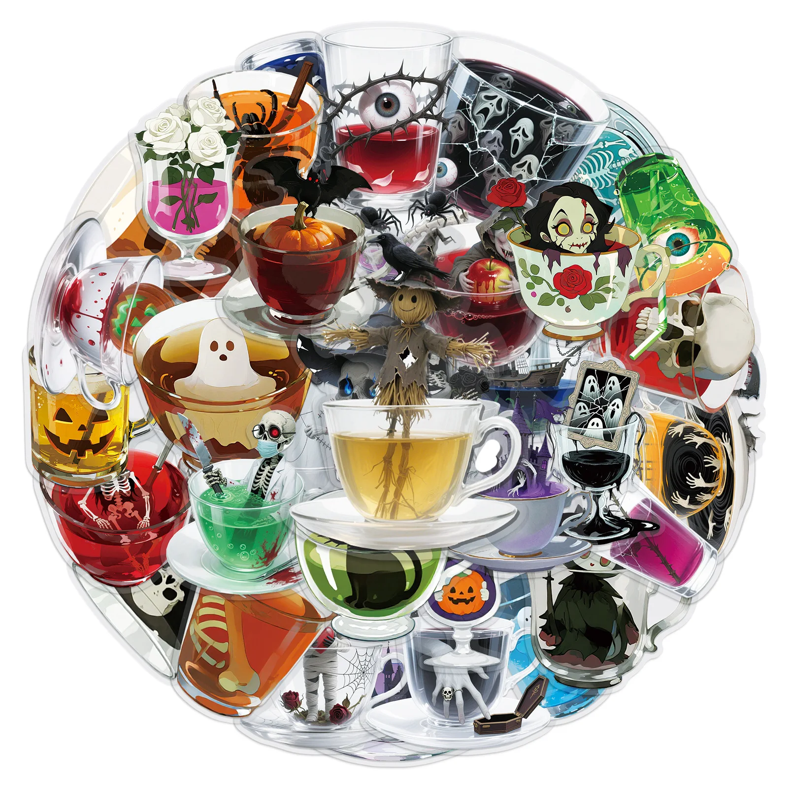 10/50PCS 해골 공포 유령 낙서 스티커 이상한 차 컵 스티커 전화 컴퓨터 노트북 문구 DIY 장난감 비밀