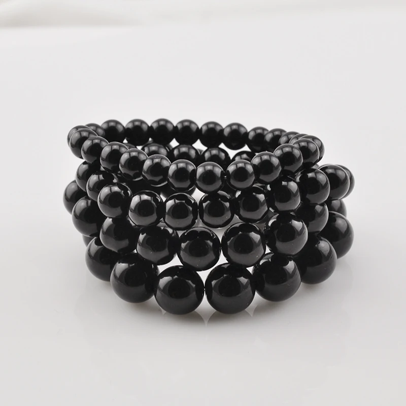 NAatural Obsidian Bracelet Women Fashion Jewelry Black Dragon Crystal Beaded Bracelet Lovers Handmade Jewelry Good Luck Lucky