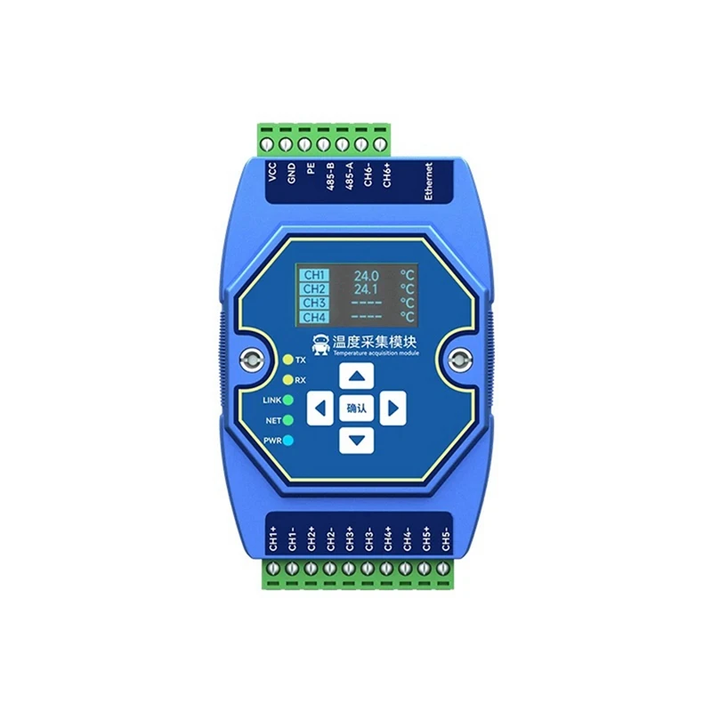 Thermocouple Modbus industriel, 6 voies, température, Mulhouse Ition Tech, Type K, entrée Ethernet RS485, passerelle Watchdog, DNS