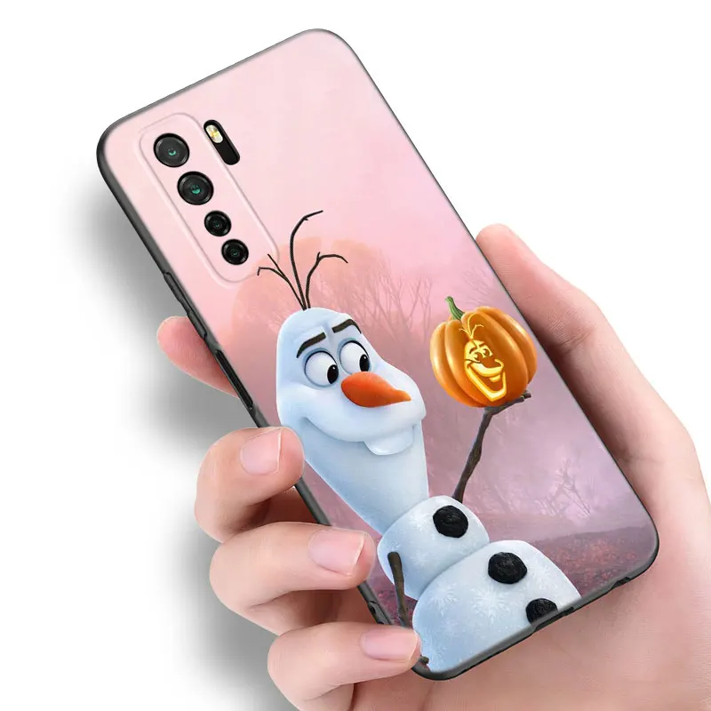 Cute O-Olaf Black Silicone Phone Case For Huawei Nova 8 9 10 SE 11 Ultra 12 Pro 7i 8i 11i 11E Y70 Plus Y60 Y61 Y71 Y90 Y91