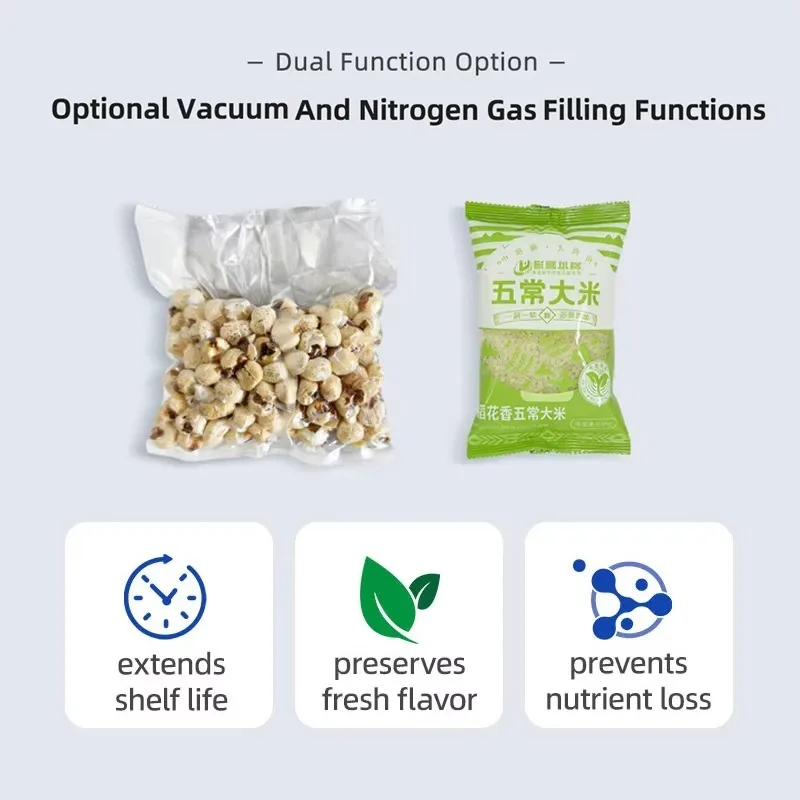 Fully Automatic Rice Corn Grain Soybean Bean Seeds Sachet Bag Vacuum Nitrogen Filling Packaging Packing Machine