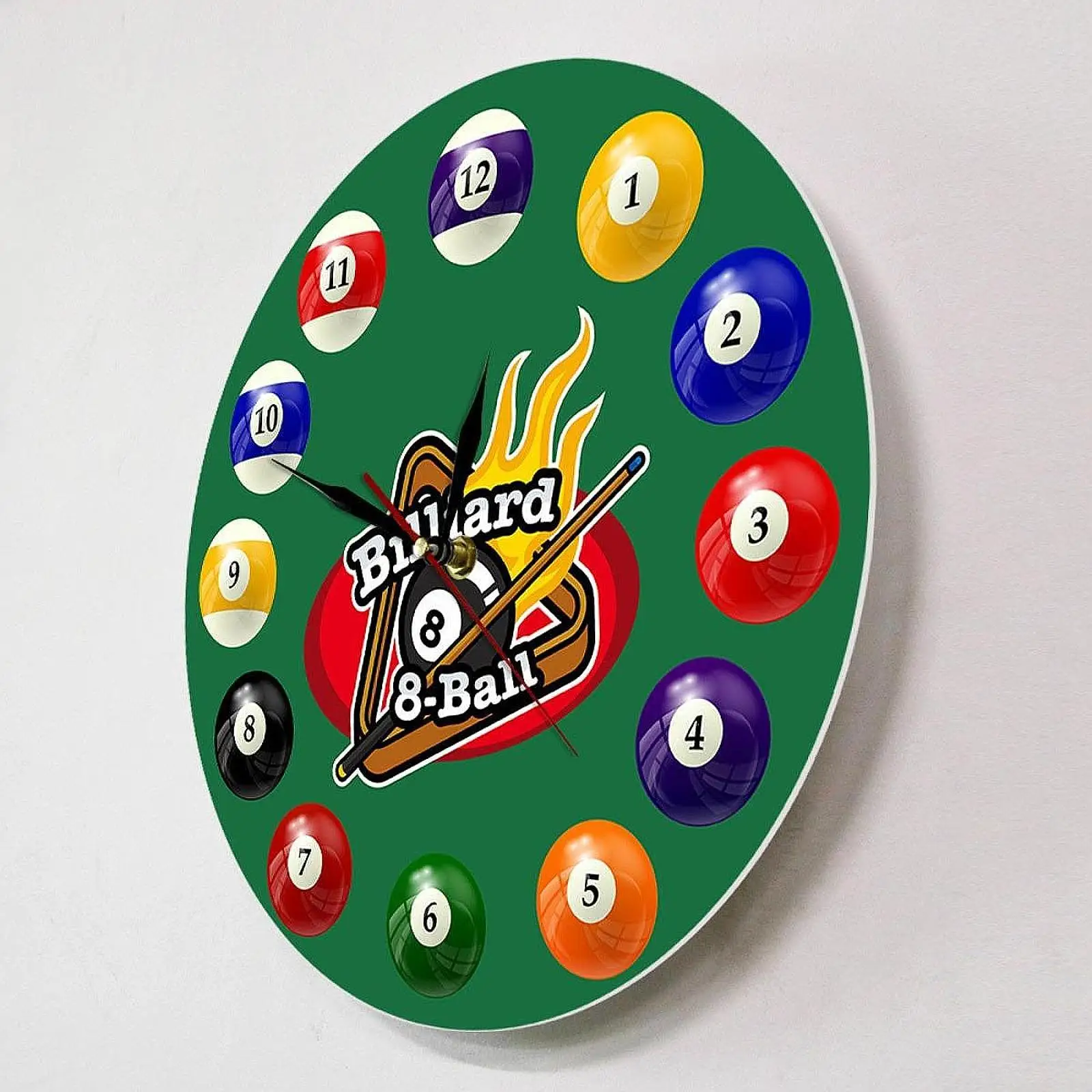 Wall Clock Easy to Read Billiard Balls for Farmhouse Bathroom Living Room