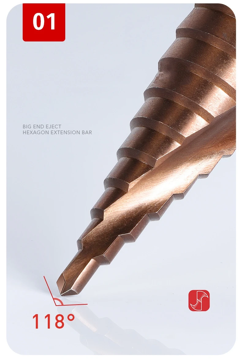 4-12/4-20/4-32mm m35 cobalto espiral passo broca cônica HSS-CO broca espiral sulco triângulo haste para aço inoxidável