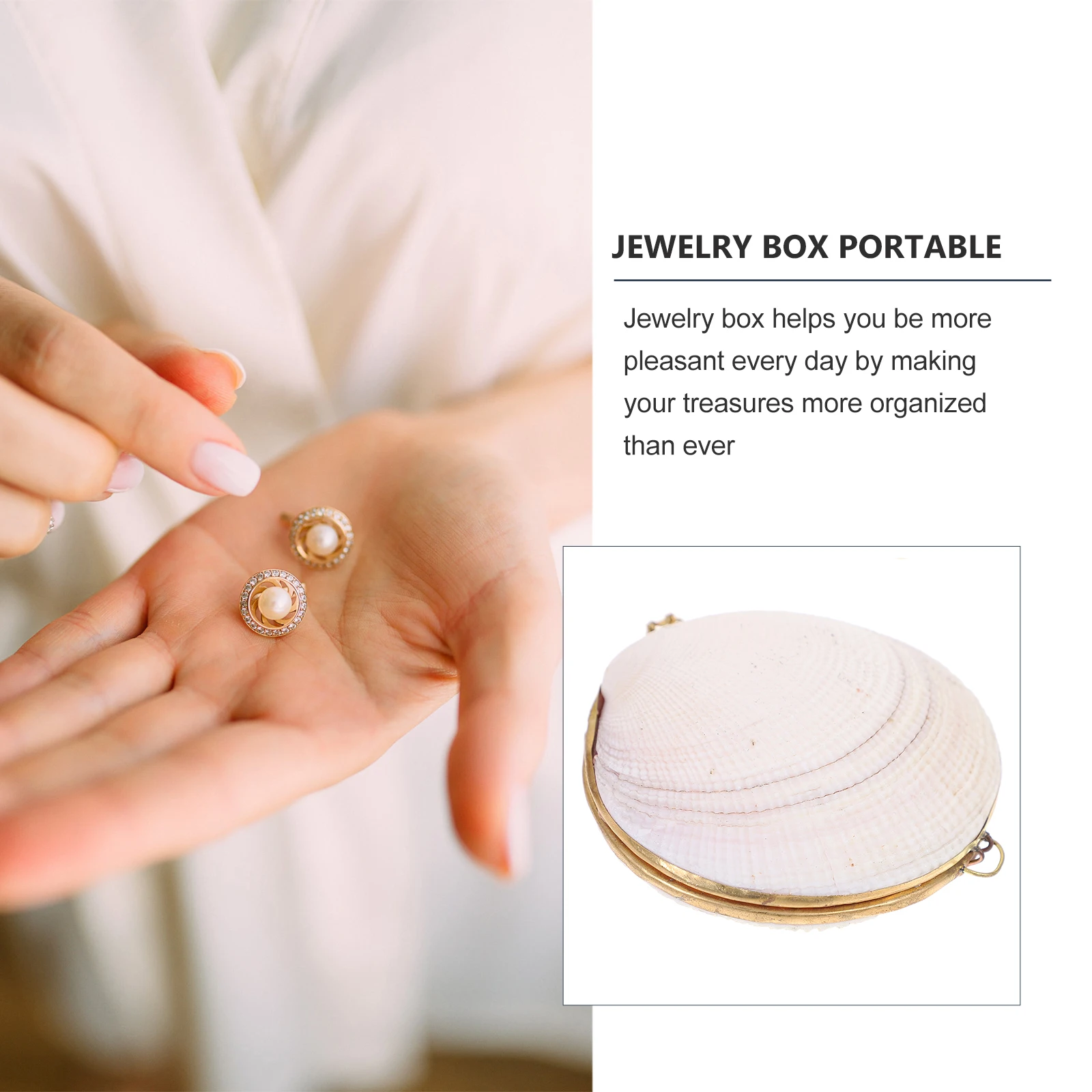 

7 -8cm Shell Jewelry Box Necklace Organizer Case Container Ring Seashell Dish Clam Holder Trinket Travel