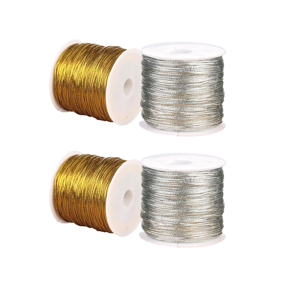 

4Pcs Label String Premium Metallic Cord for Christmas Tree Ornaments Gift Wrapping Crafting Jewelry Making Beading Rope DIY