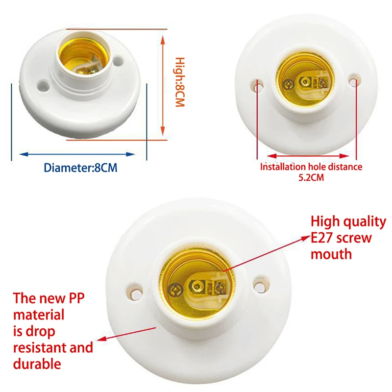 

Цоколь E27 с винтовой крышкой, белая потолочная лампа, держатель для лампы