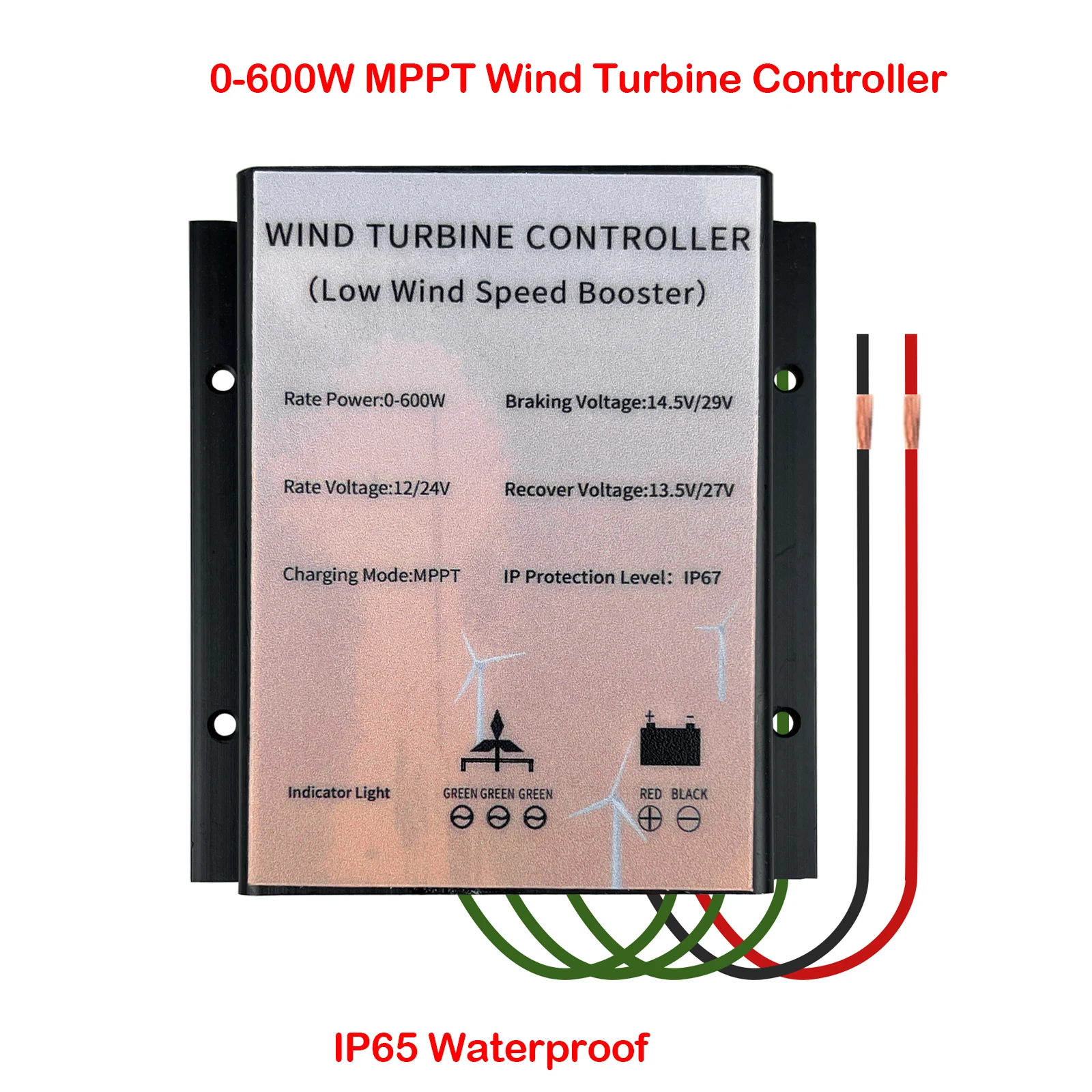 

0-600W MPPT Home Wind Turbine Charge Controller 12V 24V IP65 Mini Wind Generator 50A 25A Regulator For Lifepo4 GEL Lead Acid