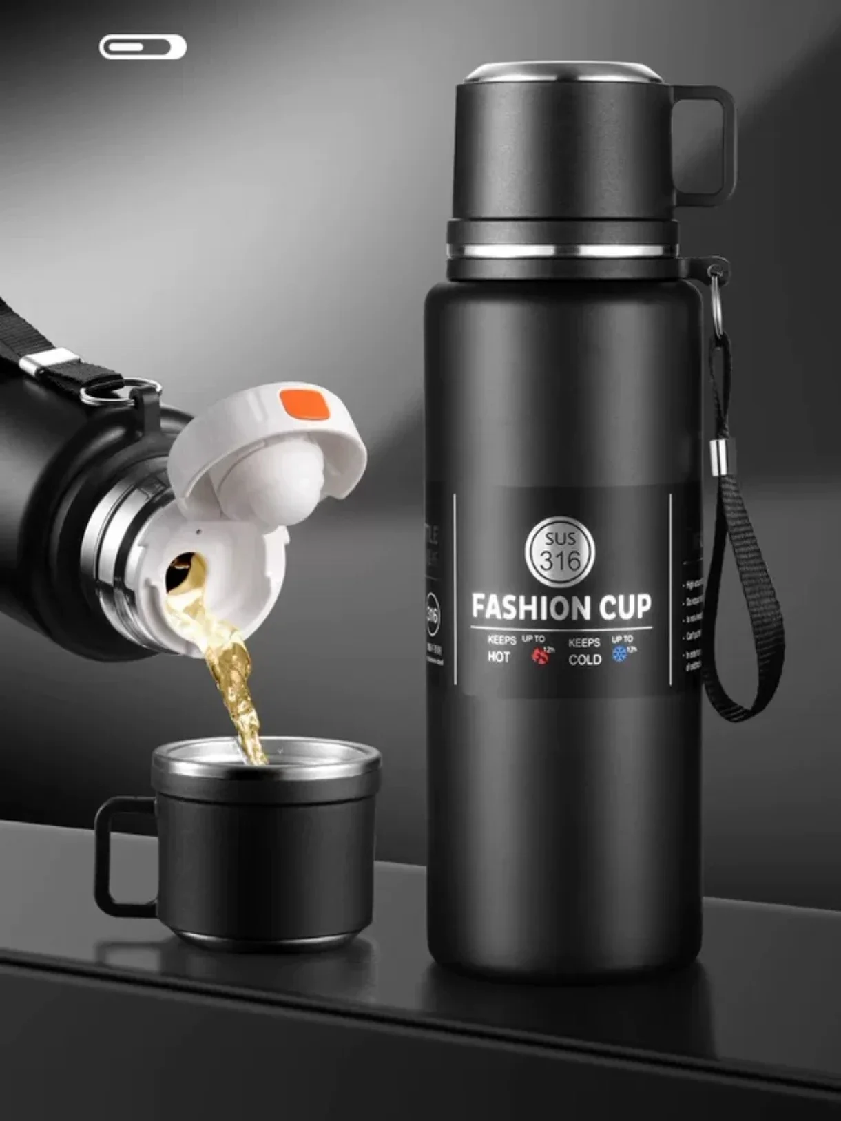 

Large Capacity Insulated Water Bottle for Men Premium 316 Stainless Steel Tea Cup Portable All-Steel Water Pot