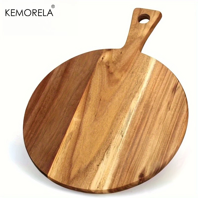 Planche à découper en bois d'acacia avec poignée, planche à découper en bois, adaptée à la cuisine, planche de service de pain et de viande, hachage des aliments cuits