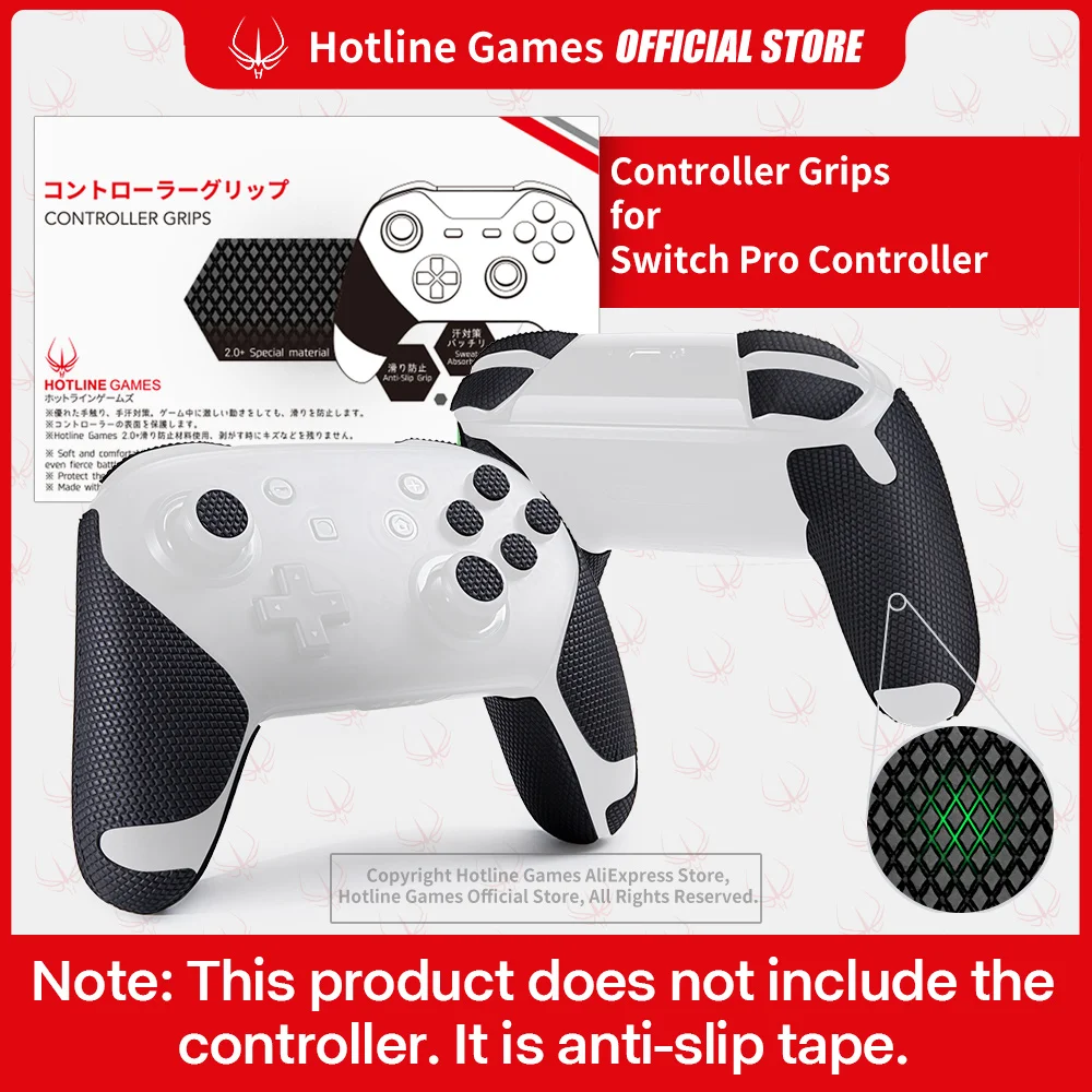 

20 Pieces HOTLINE GAMES 2.0 PLUS Gamepad Anti-slip Sticker for Switch Pro Controller, Non-Slip, Moisture Wicking