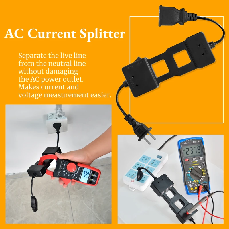 HP-7400A AC Line Splitter Work With Clamp Meter Multimeters Accessory For Safe Measure Of Current Voltage AC 100~230V