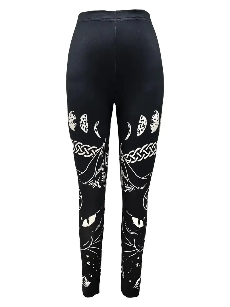 Printed tight stretch elastic waist comfortable casual leggings for women