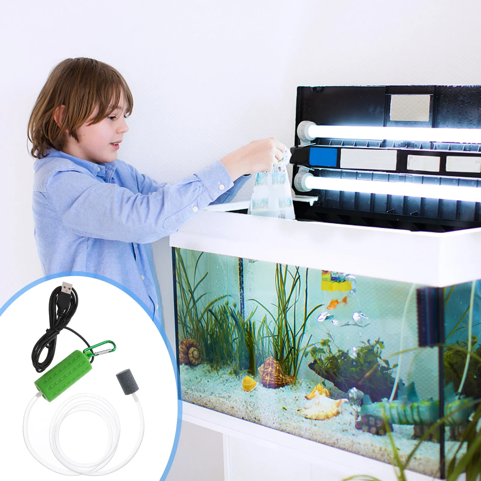 

Portable Oxygen Pump Air for Aquarium Fish Tank Mini USB Fishing Aerator Accessories