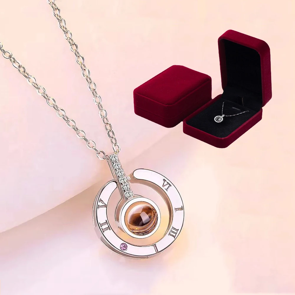 Projection Necklace With Gift Box 100 Languages I Love You Pendant Jewelry For Women Gifts 2022 Romantic Accessories Wholesale