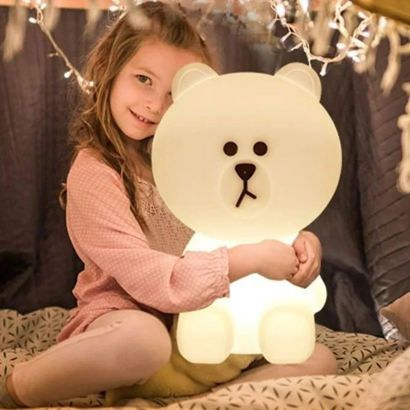 Cute LED Desk Lamp Cute Lighting Bear Rabbit Mood Light Cute Cartoon Children's Gift Bedroom Bedside Lamp Living Room Floor Lamp