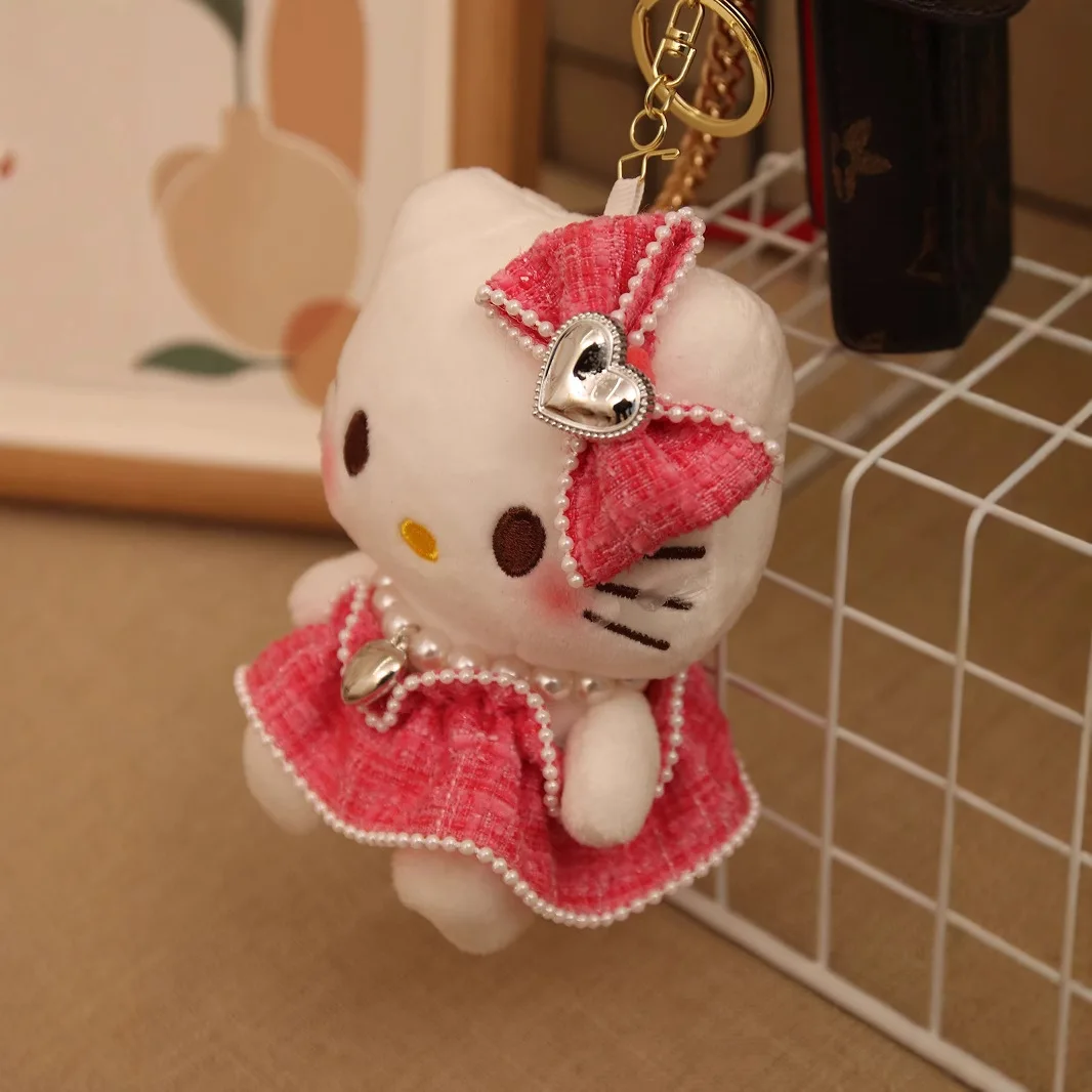 

New Hello Kitty Plush Toy Keychain Cartoon KT Cat Soft Stuffed Doll Pendant Car Key Ring Backpack Bag Decor Kid Gift