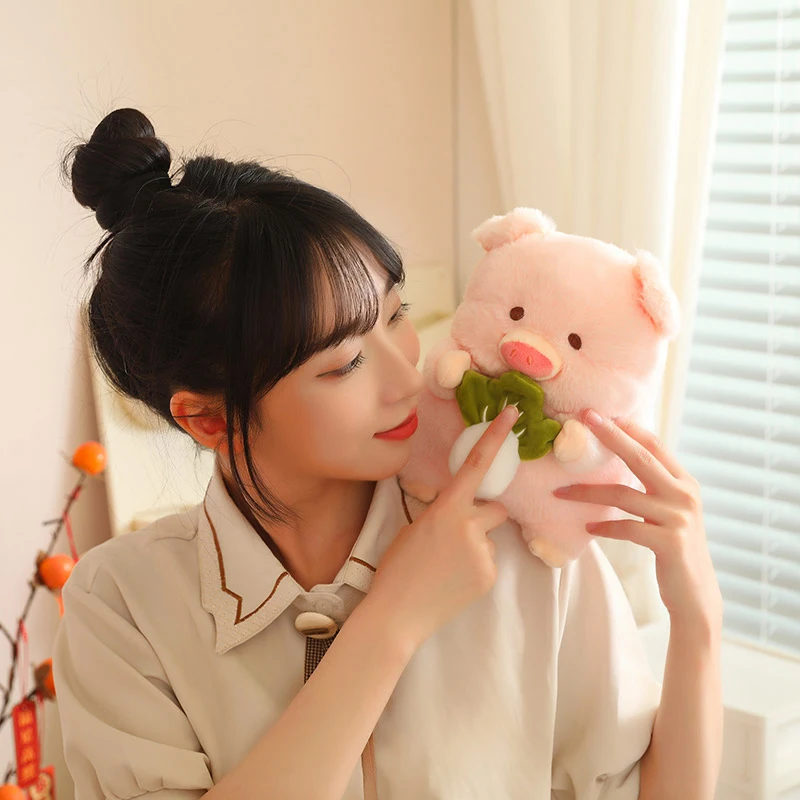 Soft Kawaii Cute Round Pig High Quality Doll Gift Pig with Hamburger Cabbage Plush Pillow Stuffed Super