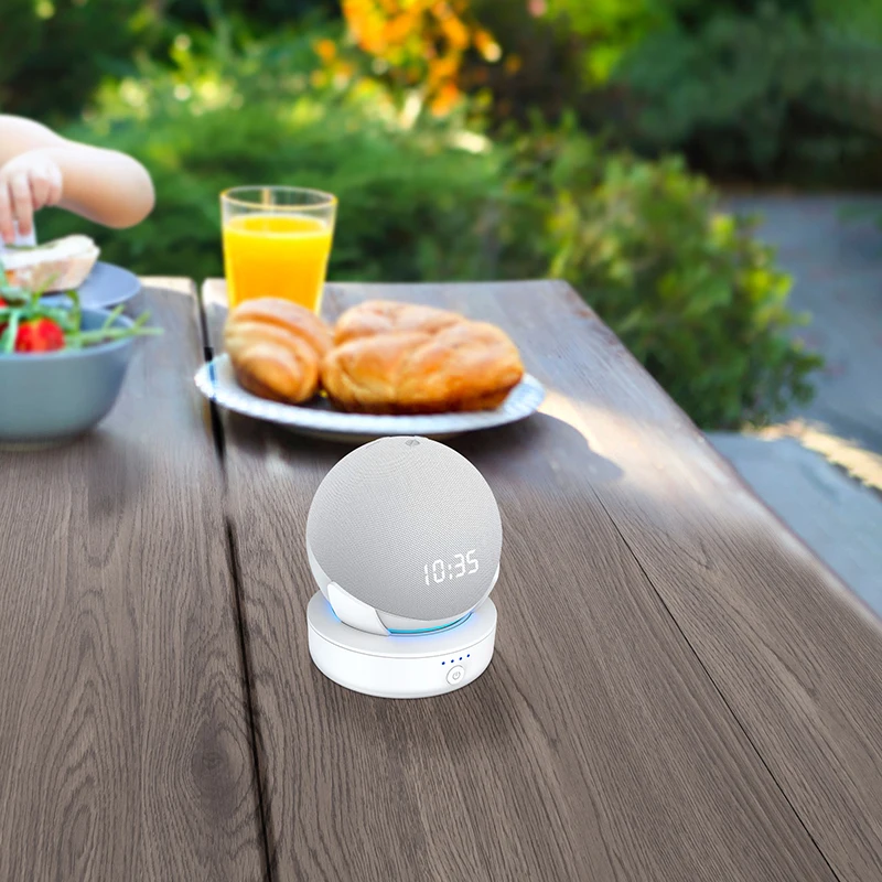 قاعدة بطارية محمولة PlusAcc لـ Echo Dot 4th & 5th Gen 10000mAh بنك طاقة قابل لإعادة الشحن لشاحن حامل Alexa Echo Dot 5