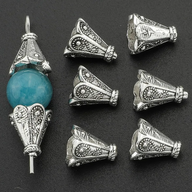 100 peças contas espaçadoras de flores de liga vintage-tampas em forma de pétala para fazer joias diy, colar de borla e conectores de brincos