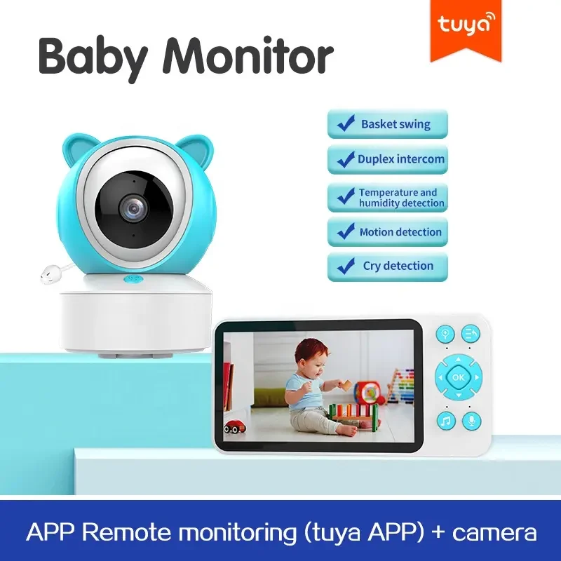 5 Inch Baby Temperature Humidity  Cry Detection Display Lullaby Playback Tuya Wifi Smart 