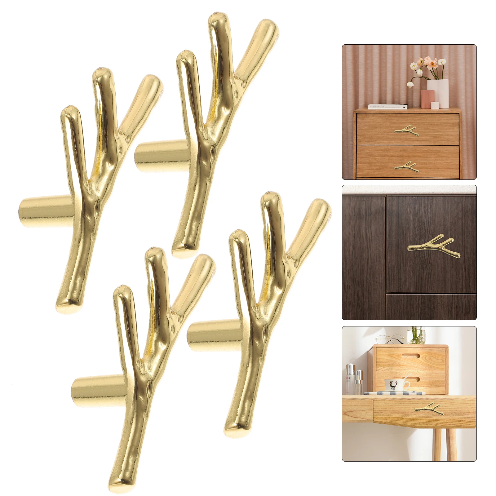 

6pcs Bronze Drawer Pulls Zinc Alloy Branch Cabinet Handles For Furniture Wardrobe Cupboard Wine Cooler Cabinet Knobs