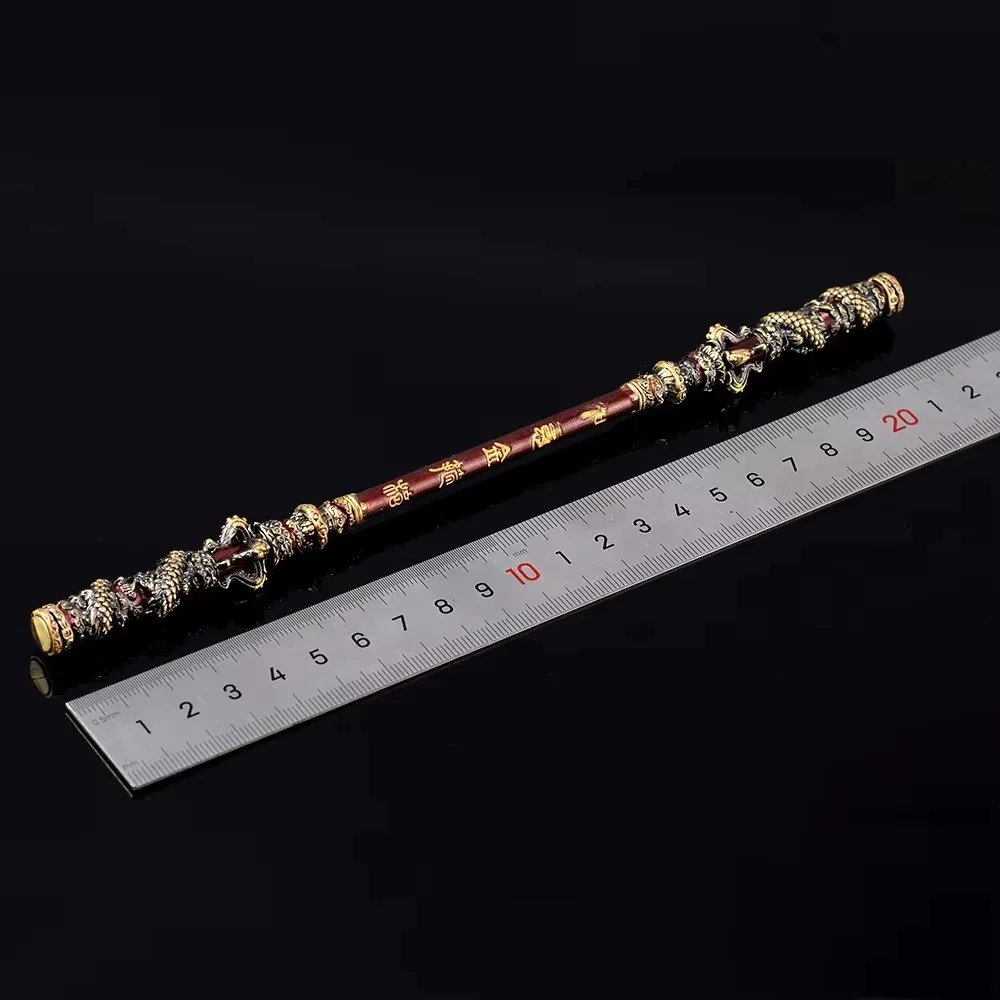 22cm Vintage Black Monkey King Ruyi Staff Rod Wukong Game Props Decoration Ornament Collection Home Desk Ornament Funny Toy Gift