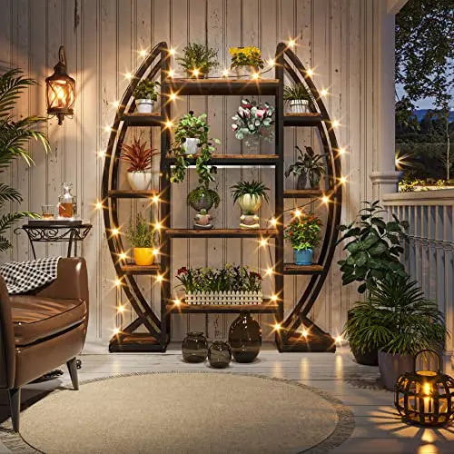 Curved Plant Stand Indoor, 8 Tiered Large Metal Plant Shelf, 69" Tall Industrial Flower Pot Stand Display Rack for image 4