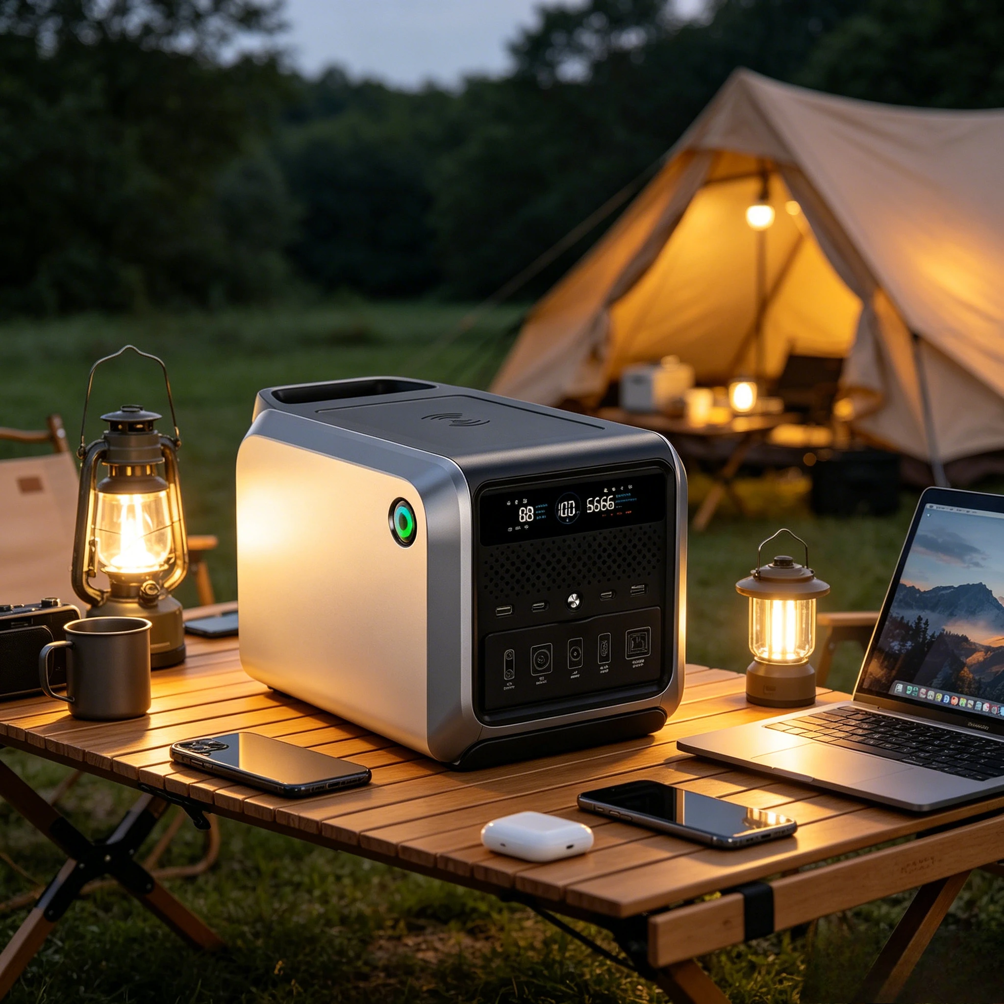

600W Portable Power Station, Outdoor Backup Energy Storage with AC & USB Ports for Camping Home Use