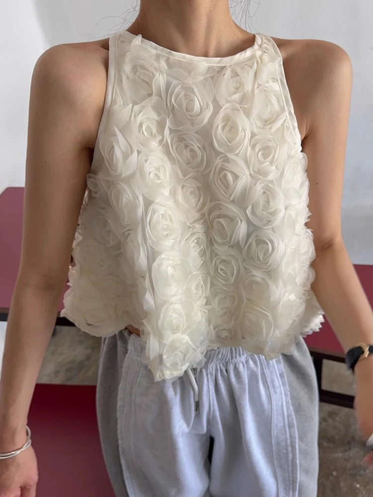

Ele Bal Knot Vest Women's Summer New Sle Floral Embellied Casual Loose Fit Top Trendy Commute Sle
