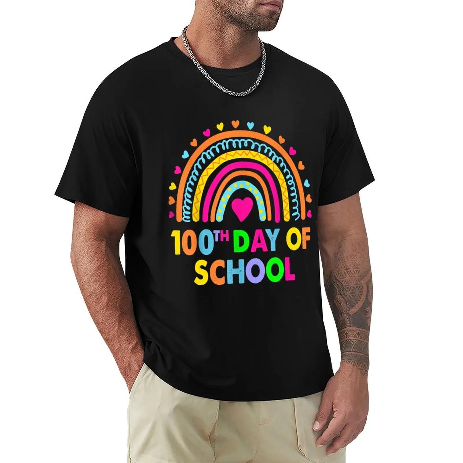Camiseta Happy 100th Day Of School Teacher Rainbow,100 Days Smarter, camiseta informal con gráfico para uso diario