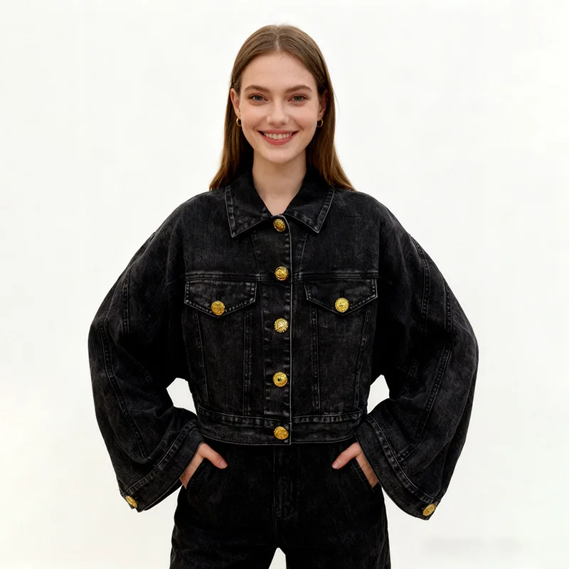 

Корейская женская зимняя джинсовая куртка класса люкс: модная, универсальная, стильная