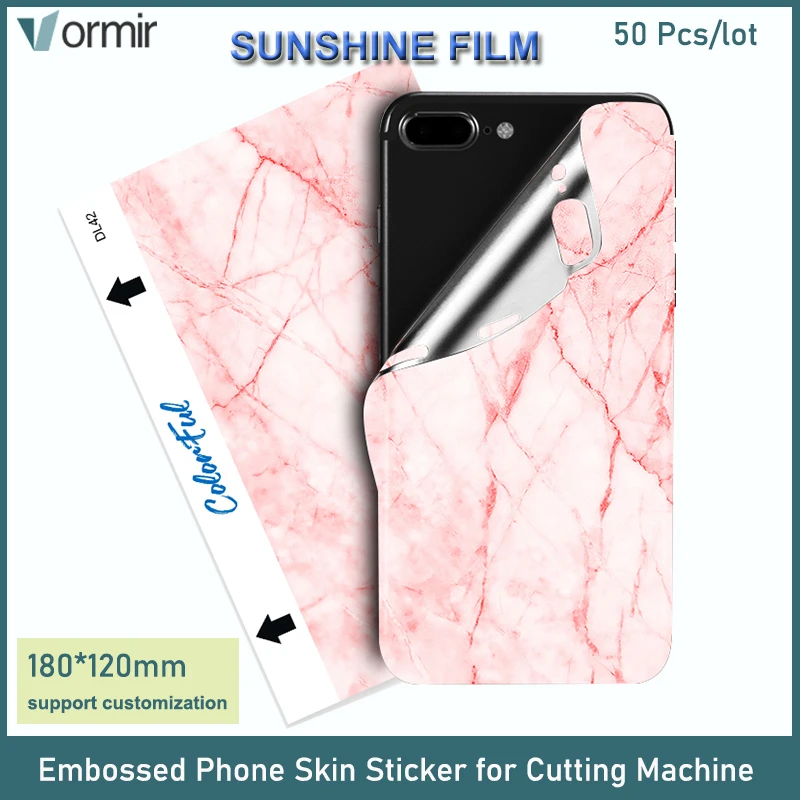 

50 Pcs Marble Print Embossed Skins Film Lovely Phone Sticker for iPhone 13 12 11 Back Housing Cover Protectors Hydrogel Film Cut