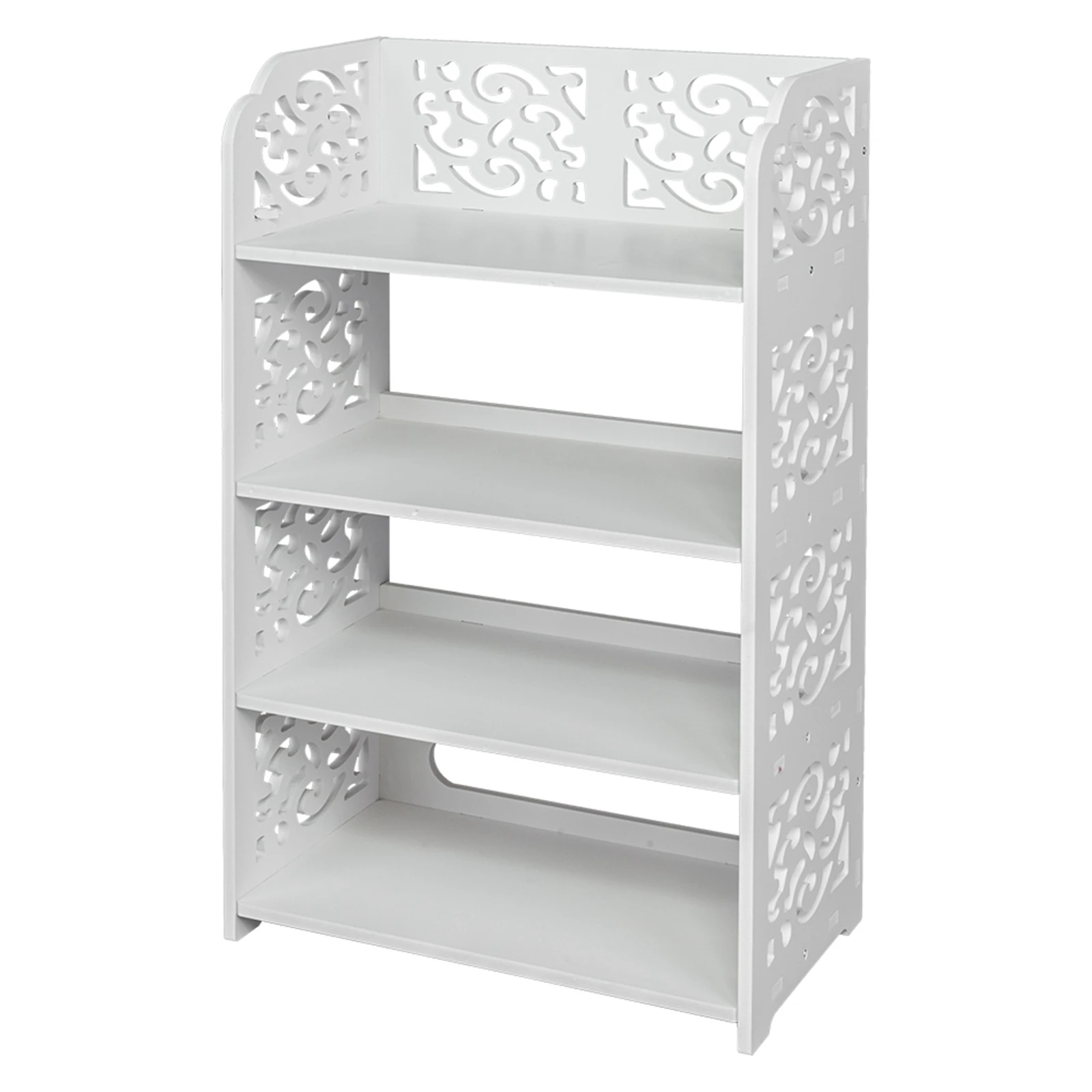 4-Tier Storage Organizer Shelf Bookcase Display Rack White Shoe Rack Shelf Cabinet Display Unit