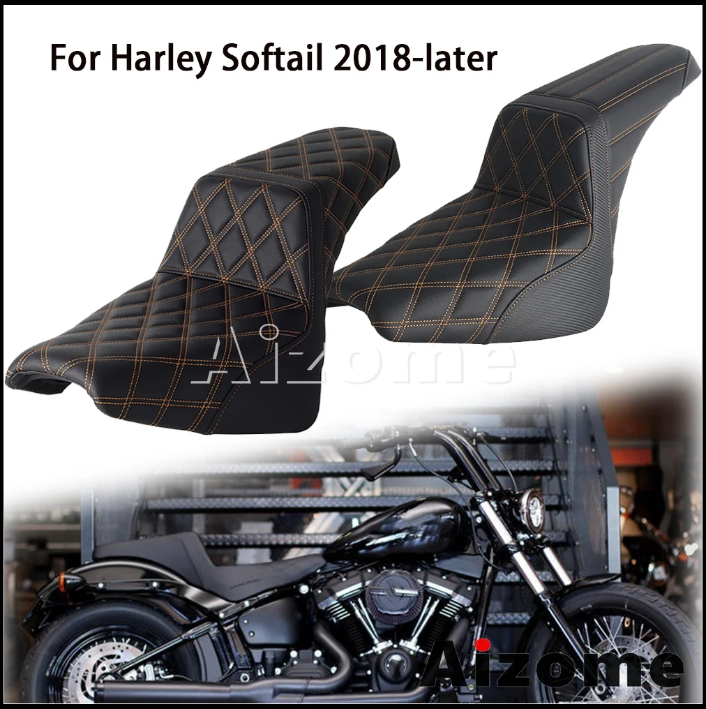 Motorcycle Seat Cushion Driver Passenger Pillion Seat 2-Up Seat For Harley Softail Street Bob 114 FXBBS FXBB Slim FLSL 2018-up