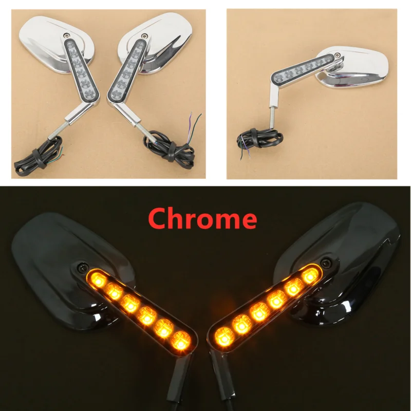 8MM Motorcycle Motor Rear View Side Mirrors LED Turn Signal For Harley 2009 2010 2011 2012 2013 2014-2017 V-ROD VRSCF