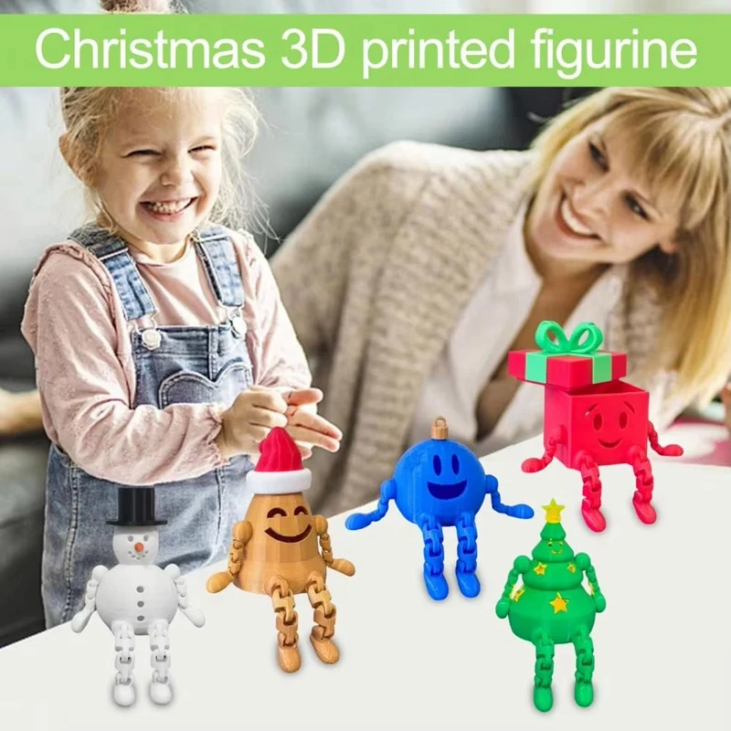 Desktop Movable Doll 3D Printing Christmas Decorations Movable Joint Decorations Children's Birthday Holiday Gifts