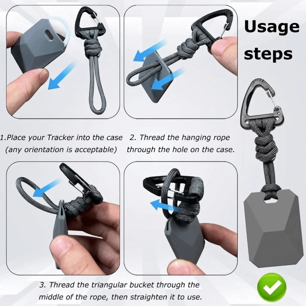 Silicone Tracker Protective Case Braided Lanyard Anti-lost Tracker Keychain Full Coverage Metal Carabiner for AirTag