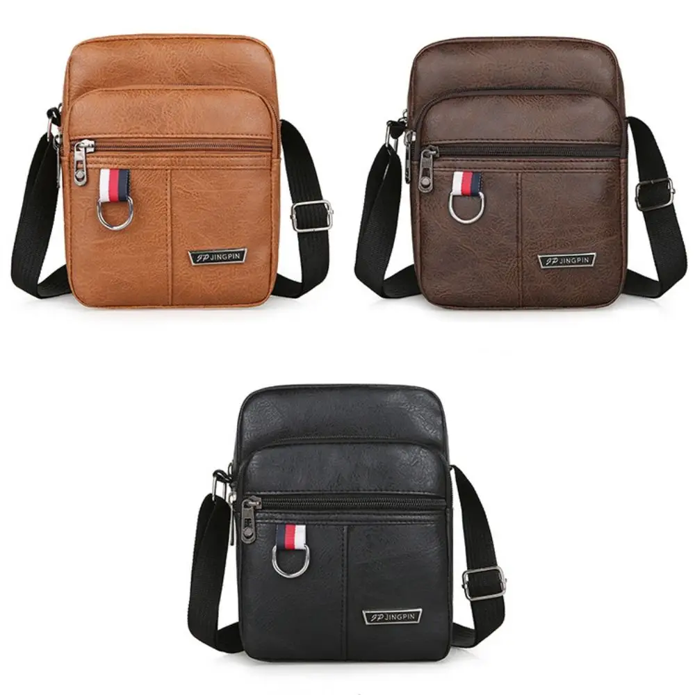 Fashion PU Leather Men's Bag Casual Brown Black Waterproof Shoulder Messenger Bags Large Capacity Crossbody Bag Outdoor