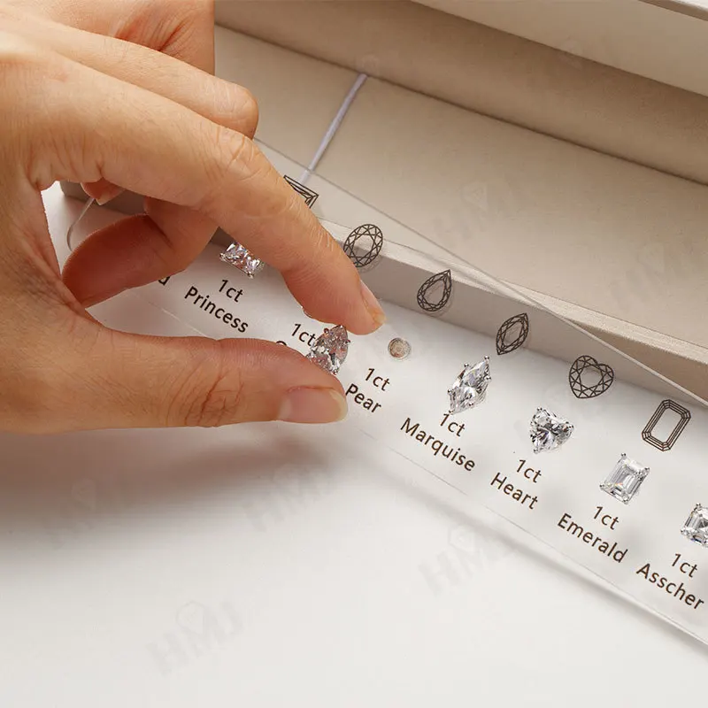 HMJ Jewelry Tools Caliper Diamond Carat Size Shape Customize Comparison Magnetic Ring Gem Base 10 Cuts 0.5-6CT for Jewelry Store