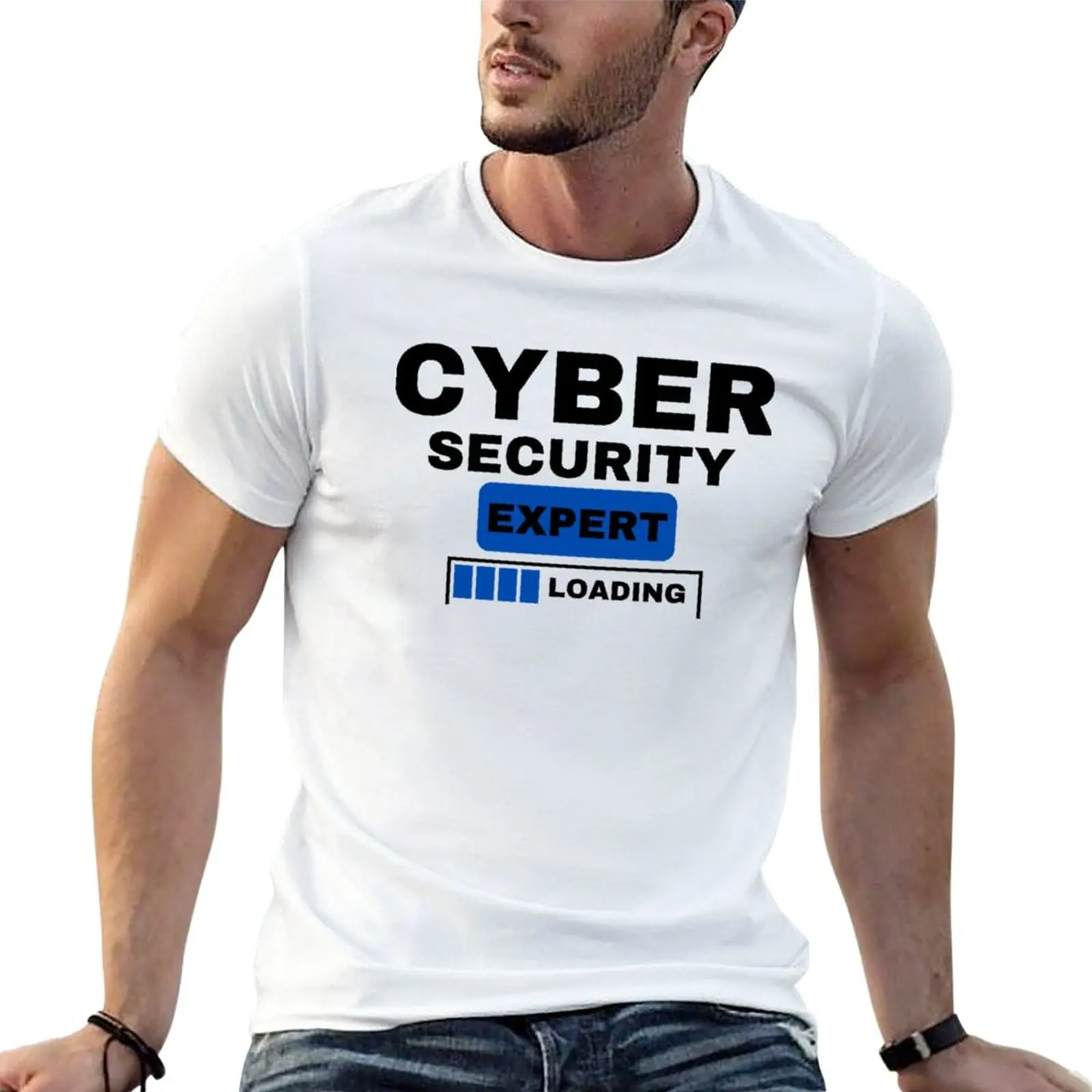 Cyber Security Expert Loading, Cybersecurity funny gift (text quotes) T-Shirt plain Tee shirt fruit of the loom mens t shirts