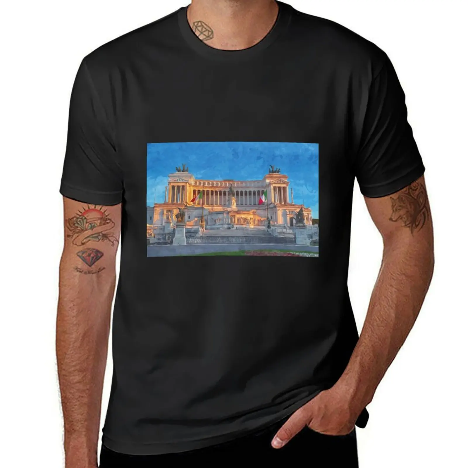 The Altar of the Fatherland in Rome in watercolor T-Shirt plus sizes shirts graphic tees mens plain t shirts