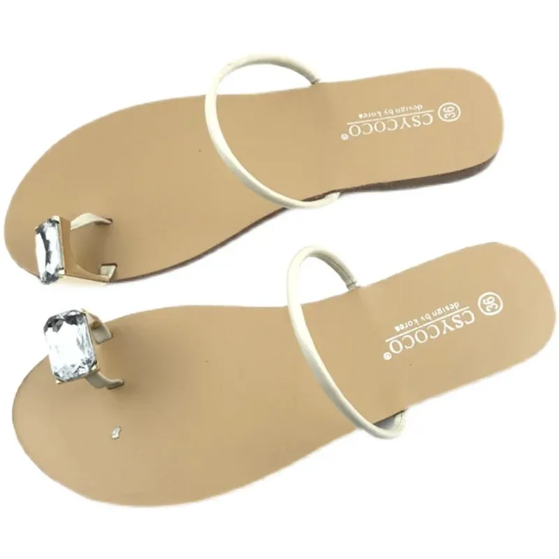 

Summer Slippers Women Sandals Fashionable and Simple, Slim with Rhinestones, Flat Bottomed, Clip on Sandals for Women